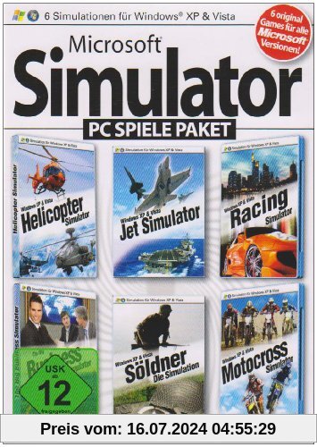 Microsoft Simulator PC Spiele Paket (Helicopter Simulator / Jet Simulator / Racing Simulator / Motocross Simulator / Business Simulator / Söldner - Die Simulation) von media Verlagsgesellschaft mbh