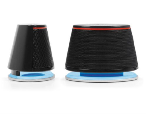 Media-TECH USB Multimedia Lautsprecher Jive Pro Stereo 2.0 RMS 2,5W Bass-Boost AAS 50-17000 Hz Blaue Beleuchtung Metallfuss von Media-Tech