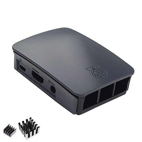 meeboo Gehäuse für Raspberry Pi 3 - offizielles Gehäuse schwarz + 2X Kühlkörper meeboo Gehäuse für Raspberry Pi 3 - offizielles Gehäuse schwarz + 2X Kühlkörper von meeboo