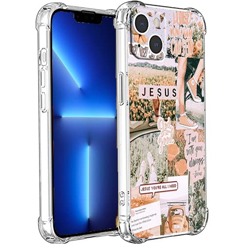mehidpur Christian Aesthetic Collage Schutzhülle für iPhone 13 Mini, christlicher Glaube, positiv, motivierendes Jesus-Muster, einzigartige, trendige weiche TPU-Hülle für iPhone 13 Mini von mehidpur