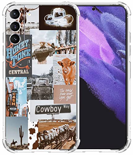 Cowboy-Schutzhülle für Galaxy S23, Retro Western Country Cowgirl Life Art Collage Handyhülle für Jungen Männer Frauen, trendige weiche TPU-Hülle, kompatibel mit Samsung Galaxy S23 von mehidpur