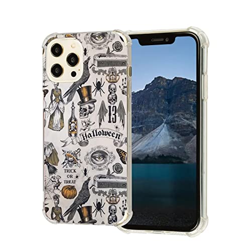 Halloween-Hippie-Schutzhülle für iPhone 12 Pro, ästhetische Totenkopf, Krähe, Spinnen, Blume, Collage, Handyhülle für Jungen, Damen, Herren, einzigartig, trendig, weich, TPU iPhone 12 Pro Hülle Halloween-Hippie-Schutzhülle für iPhone 12 Pro, ästhetische Totenkopf, Krähe, Spinnen, Blume, Collage, Handyhülle für Jungen, Damen, Herren, einzigartig, trendig, weich, TPU iPhone 12 Pro Hülle von mehidpur