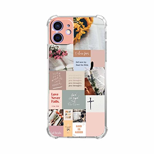 mehidpur Schutzhülle für iPhone 12/12 Pro, Bibelvers-Collage, christliches Positivitäts-Jesus-Zit-Muster, einzigartige, trendige weiche TPU-Hülle für iPhone 12/12 Pro von mehidpur
