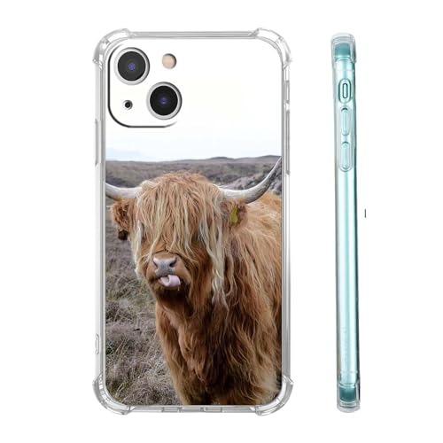 mehidpur Schutzhülle für iPhone 13, schottisches Hochland-Rind, cooles Kuh-Wildtiermuster, für Damen, Herren, Teenager, weiche TPU-Schutzhülle für iPhone 13 von mehidpur