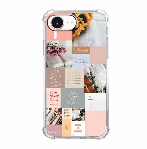 mehidpur Schutzhülle mit Bibelvers für iPhone 16e, christliche Jesus-Zitate, Collage, trendige, weiche TPU-Schutzhülle für iPhone 16e von mehidpur