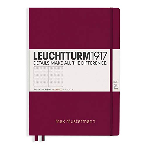 Notizbuch von Leuchtturm1917 personalisierbar mit Namen | Format A4 slim | Farbe port red | Lineatur dotted von meinnotizbuch.de