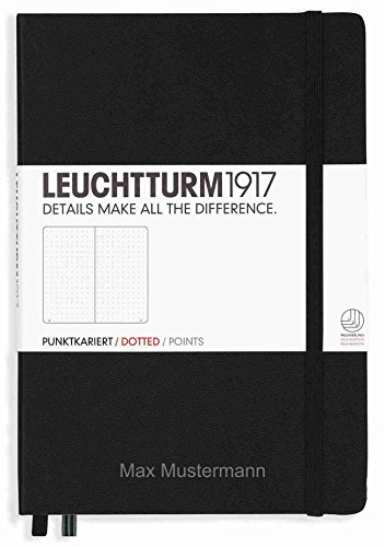 Notizbuch von Leuchtturm1917 personalisierbar mit Namen | Format A4 slim | Farbe schwarz | Lineatur dotted (schwarz) von meinnotizbuch.de