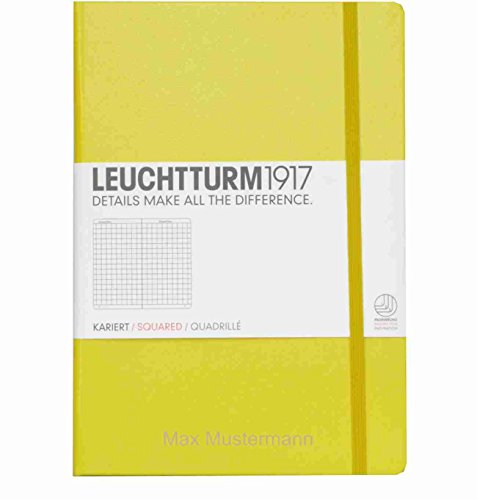 Notizbuch von Leuchtturm1917 personalisierbar mit Namen | Format A5 | Farbe gelb | Lineatur kariert (gelb) … von meinnotizbuch.de