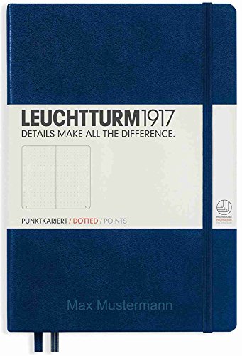 Notizbuch von Leuchtturm1917 personalisierbar mit Namen | Format A5 | Farbe marine | Lineatur dotted | Notizbücher (notebook) mit punktraster (gepunktet) von Leuchtturm von meinnotizbuch.de