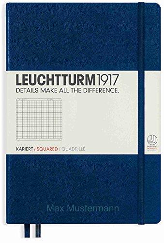 Notizbuch von Leuchtturm1917 personalisierbar mit Namen | Format A5 | Farbe marine | Lineatur kariert (marine) von meinnotizbuch.de