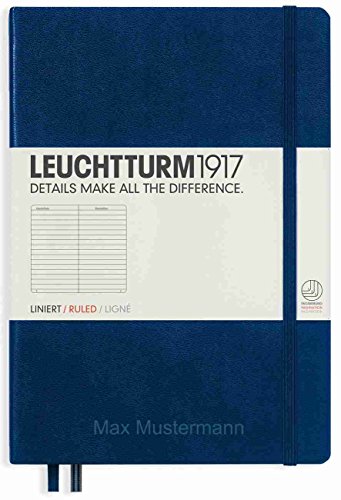 Notizbuch von Leuchtturm1917 personalisierbar mit Namen | Format A5 | Farbe marine | Lineatur liniert (marine) von meinnotizbuch.de