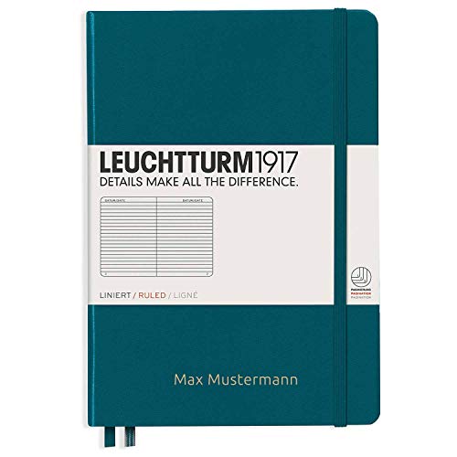 Notizbuch von Leuchtturm1917 personalisierbar mit Namen | Format A5 | Farbe pacific green | Lineatur liniert … von meinnotizbuch.de