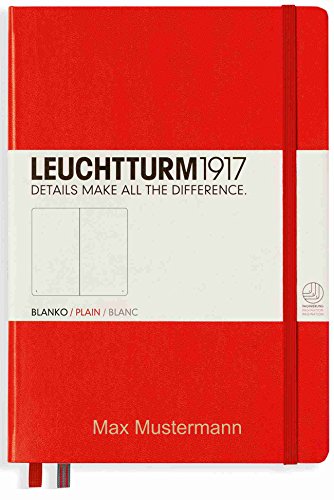 Notizbuch von Leuchtturm1917 personalisierbar mit Namen | Format A5 | Farbe rot | Lineatur blanko (rot) von meinnotizbuch.de