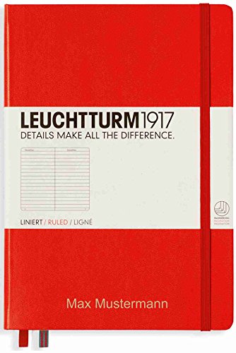 Notizbuch von Leuchtturm1917 personalisierbar mit Namen | Format A5 | Farbe rot | Lineatur liniert (rot) von meinnotizbuch.de