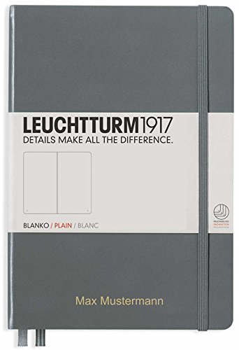 Notizbuch von Leuchtturm1917 personalisierbar mit Namen | Format A5 | Farbe schwarz | Lineatur blanko (anthrazit) von meinnotizbuch.de