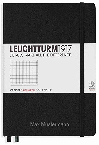 Notizbuch von Leuchtturm1917 personalisierbar mit Namen | Format A5 | Farbe schwarz | Lineatur kariert von meinnotizbuch.de