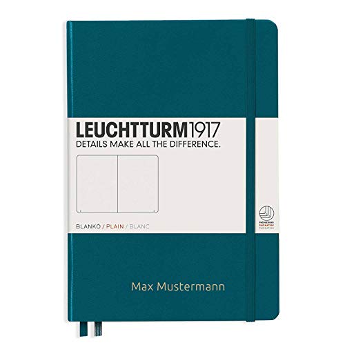 Notizbuch von Leuchtturm1917 personalisierbar mit Namen | notebook Format A5 | Farbe pacific green | Lineatur blanko | Notizbücher von Leuchtturm 1917 von meinnotizbuch.de