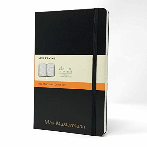 Notizbuch von Moleskine Hardcover Large schwarz | personalisierbar mit Name oder Text | Lineatur liniert von meinnotizbuch.de