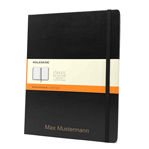 Notizbuch von Moleskine Hardcover XL schwarz | personalisierbar mit Name oder Text | Lineatur liniert von meinnotizbuch.de