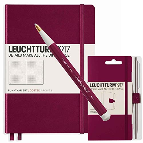 meinnotizbuch.de Leuchtturm1917 Notizbuch A5 dotted mit Drehgriffel Nr. 1 & penloop GRATIS (port red) von meinnotizbuch.de