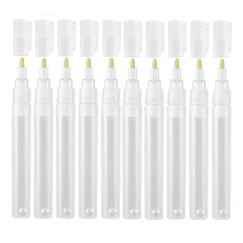 melairo 10er-Packung 3 mm Leere, Befüllbare Lackausbesserungsstifte, Runde Lackmarker mit Geneigtem Kopf für Kunstmalerei und Basteln von melairo