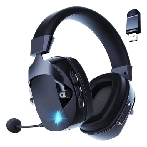 melairo Kabelloses Gaming-Headset mit Mikrofon, 2,4 G Bluetooth-Kopfhörer, USB 3,5 Mm, Kabelgebunden, 3 für PC, Laptop, für, für, Schwarz von melairo