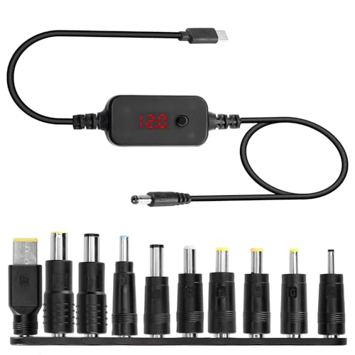 PD zu DC Adapter Kabel 5 V, 9 V, 12 V, 15 V, 20 V einstellbare Spannung, PD-auf-DC-Adapterkabel mit 10 DC-Umwandlungsköpfen, Type C Stecker zu DC5521 Stecker für Modem-Router, Notebooks von mellystore