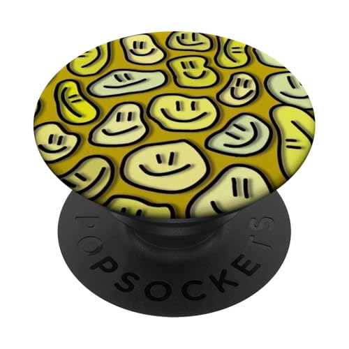 Niedliche ästhetische Trippy Flüssigkeit tropfendes Lächeln Gesicht gelb PopSockets Klebender PopGrip Niedliche ästhetische Trippy Flüssigkeit tropfendes Lächeln Gesicht gelb PopSockets Klebender PopGrip von melting smile face kidcore aesthetic fairycore