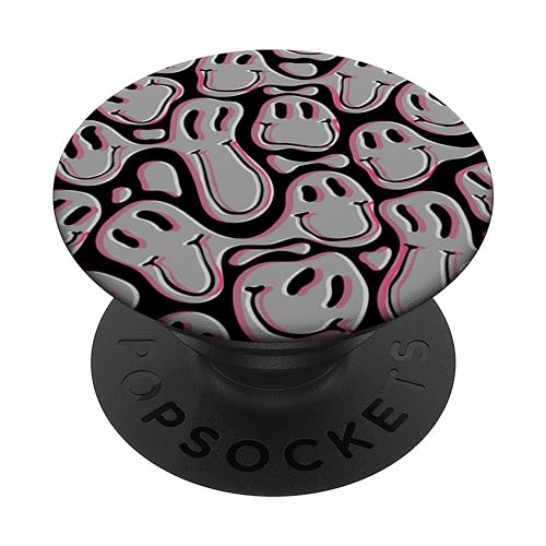 aesthetic trippy grey pink liquid swirl drip smile face PopSockets Klebender PopGrip aesthetic trippy grey pink liquid swirl drip smile face PopSockets Klebender PopGrip von melting smile face kidcore aesthetic fairycore