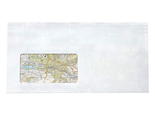 DRP Briefumschläge Landkarte innen DIN lang, Haftklebung, mit Fenster besondere Umschläge (100) von memo