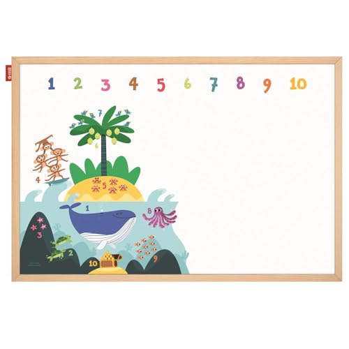 Memobe - Lerntafel - Spiel Numbers adventure! - für Kinder - Whiteboard mit Aufdruck Zahlen - Beschreibbar & Magnetisch - Wandtafel - Weiß - Abwischbar - Holzrahmen - 60x40 cm von memobe