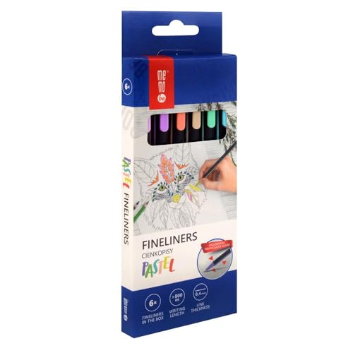 memobe - Tintenfeinschreiber-Set - Stifte mit dünner F-Spitze - 0,4 mm - Fineliners - Ergonomischer Dreikantschaft - Schreibwaren - für Zeichnen, Schreiben - Farbig/bunt - 6 Farben von memobe