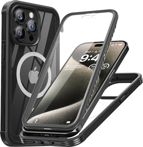 memumi 360 Grad Hülle für iPhone 15 Pro Max, [Kompatibel mit Mag-Safe] Magnetisch mit integriert Schutzfolie, Schutzhülle Stoßfest für iPhone 15 Pro Max von memumi
