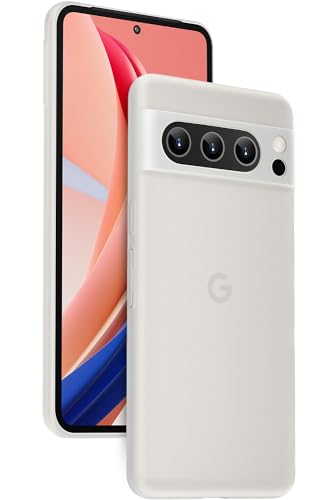 memumi Hülle für Google Pixel 8 Pro, Mehrweg Schlankes Extra Dünn Hardcase [0.3mm Halb Transparent] Anti-Fingerabdruck, FeinMatt Federleicht Schutzhülle kompatibel mit Google Pixel 8 Pro -Weiß von memumi