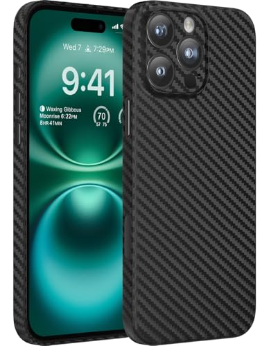 memumi Hülle für iPhone 16 Pro Max 6.9" 0.3mm Ultra Dünn [Carbonfaser Textur] [Anti-Fingerprint] Matte Handyhülle für iPhone 16 Pro Max Ultra Thin Case - Schwarz von memumi