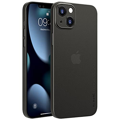 memumi Hülle für iPhone 13 Mini, Mehrweg 0.3 mm dick, Slim Fit, Mattes Finish [rutschfest, Kratzfest]. Schutzhülle Extra Dünn Hardcase kompatibel mit iPhone 13 Mini-Trans-Schwarz(5.4 inch,2021) von memumi