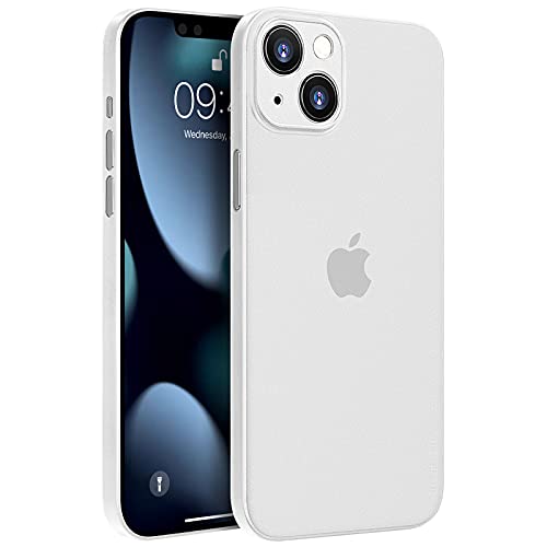 memumi Hülle für iPhone 13 Mini, Mehrweg 0.3 mm dick, Slim Fit, Mattes Finish [rutschfest, Kratzfest]. Schutzhülle Extra Dünn Hardcase kompatibel mit iPhone 13 Mini -Trans-Weiß(5.4 inch,2021) von memumi