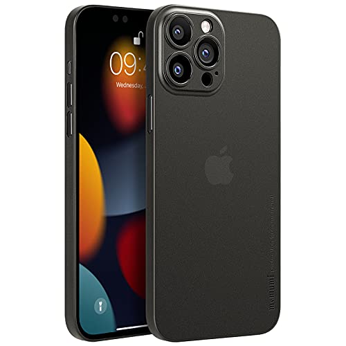 memumi Hülle für iPhone 13 PRO MAX,Mehrweg 0.3 mm Slim Fit, Mattes Finish [Stoßfest, Rutschfest, Kratzfest] Schutzhülle Extra Dünn Hardcase kompatibel mit iPhone 13 Pro Max -Trans-Schwarz (6.7", 2021) von memumi