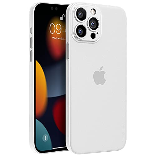 memumi Hülle für iPhone 13 PRO MAX,Mehrweg 0.3 mm Slim Fit, Mattes Finish [Stoßfest, rutschfest, Kratzfest] Schutzhülle Extra Dünn Hardcase kompatibel mit iPhone 13 Pro Max -Trans-Weiß (6.7", 2021) von memumi