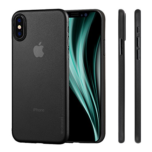 memumi Hülle für iPhone X, Schlankes Extra Dünn Hardcase [0.3mm Halb Transparent] Anti-Fingerabdruck, FeinMatt Federleicht Schutzhülle kompatibel mit iPhone 10 / X Case Cover - Transparentes Schwarz von memumi