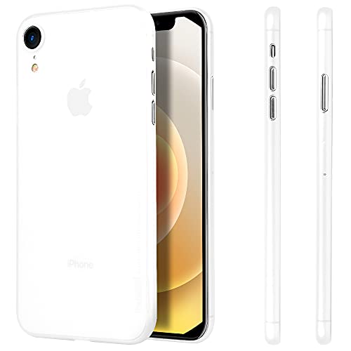 memumi Hülle für iPhone XR 6.1", Mehrweg schlankes Extra Dünn Hardcase [0.3mm Halb Transparent] Anti-Fingerabdruck, FeinMatt Federleicht Schutzhülle kompatibel mit iPhone XR Case - Weiß (2018) von memumi