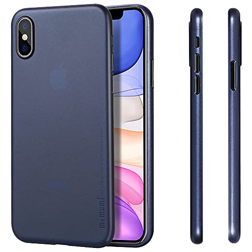 memumi Hülle für iPhone XS Max 6.5", Mehrweg schlankes Extra Dünn Hardcase [0.3mm Halb Transparent] Anti-Fingerabdruck, FeinMatt Federleicht Schutzhülle kompatibel mit iPhone XS Max Case - Blau von memumi