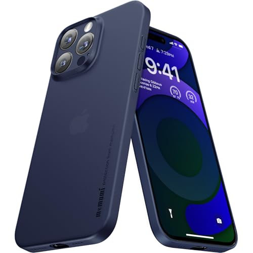 memumi Hülle kompatibel mit iPhone 16 Pro Max, Mehrweg 0.3 mm dick Slim Fit, Mattes Finish [rutschfest, Kratzfest] Schutzhülle Extra Dünn Hardcase kompatibel mit iPhone 16 Pro Max -Trans-blau von memumi