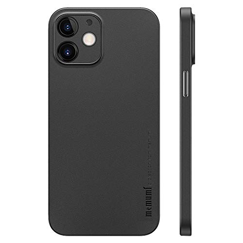 memumi Hülle kompatibel mit iPhone 12, Mehrweg 0.3 mm dick Slim Fit, Mattes Finish [rutschfest, Kratzfest] Schutzhülle Extra Dünn Hardcase kompatibel mit iPhone 12 -Schwarz (6.1 inch, Version 2020) von memumi