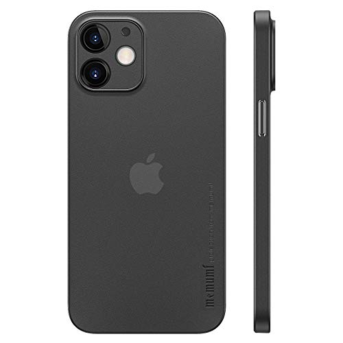 memumi Hülle kompatibel mit iPhone 12, Mehrweg 0.3 mm dick Slim Fit, Mattes Finish [rutschfest, Kratzfest] Schutzhülle Extra Dünn Hardcase kompatibel mit iPhone 12 - Trans-Schwarz (6.1", 2020) von memumi