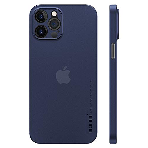 memumi Hülle kompatibel mit iPhone 12 Pro, Mehrweg 0.3mm dick Slim Fit, Matte Finish [rutschfest, Kratzfest] Schutzhülle Extra Dünn Hardcase kompatibel mit iPhone 12 Pro -Trans-Blue (6.1", 2020) von memumi
