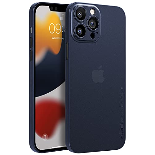 memumi Hülle kompatibel mit iPhone 13 Pro, Mehrweg 0.3mm dick Slim Fit, Matte Finish [rutschfest, Kratzfest] Schutzhülle Extra Dünn Hardcase kompatibel mit iPhone 13 Pro-Trans-Blue (6.1",2021) von memumi