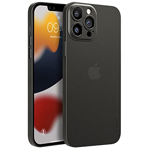 memumi Hülle kompatibel mit iPhone 13 Pro, Mehrweg 0.3mm dick Slim Fit, Matte Finish [rutschfest, Kratzfest] Schutzhülle Extra Dünn Hardcase kompatibel mit iPhone 13 Pro -Trans-Schwarz(6.1",2021) von memumi