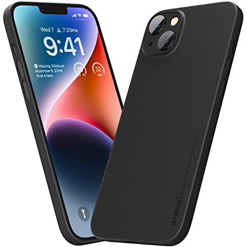 memumi Hülle kompatibel mit iPhone 14, Mehrweg 0.3 mm dick Slim Fit, Mattes Finish [Stoßfest, rutschfest, Kratzfest] Schutzhülle Extra Dünn Hardcase kompatibel mit iPhone 14 -Schwarz von memumi