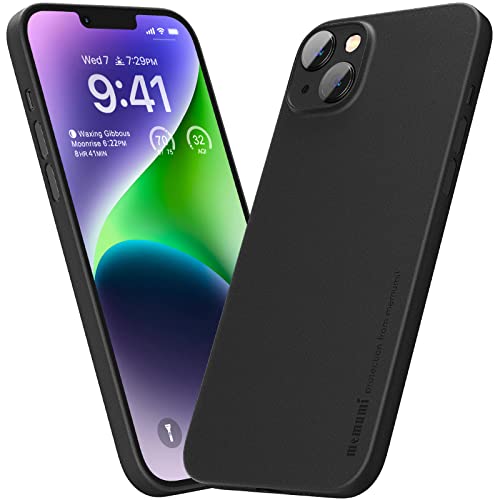 memumi Hülle kompatibel mit iPhone 14 Plus, Mehrweg 0.3 mm dick Slim Fit, Mattes Finish [Stoßfest, rutschfest, Kratzfest] Schutzhülle Extra Dünn Hardcase kompatibel mit iPhone 14 Plus -Schwarz von memumi